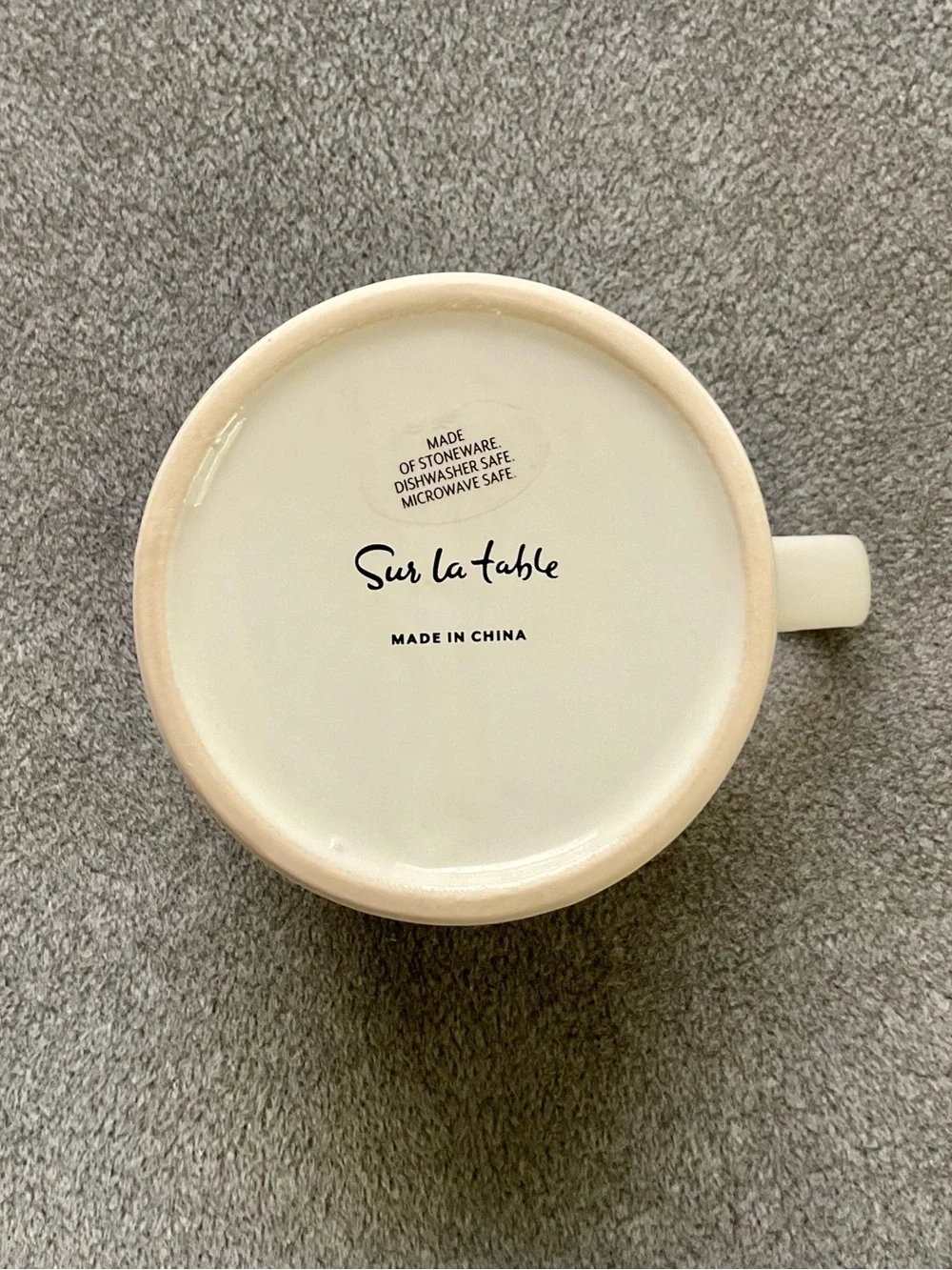 SUR LA TABLE Classic “L” Initial Stoneware Mug